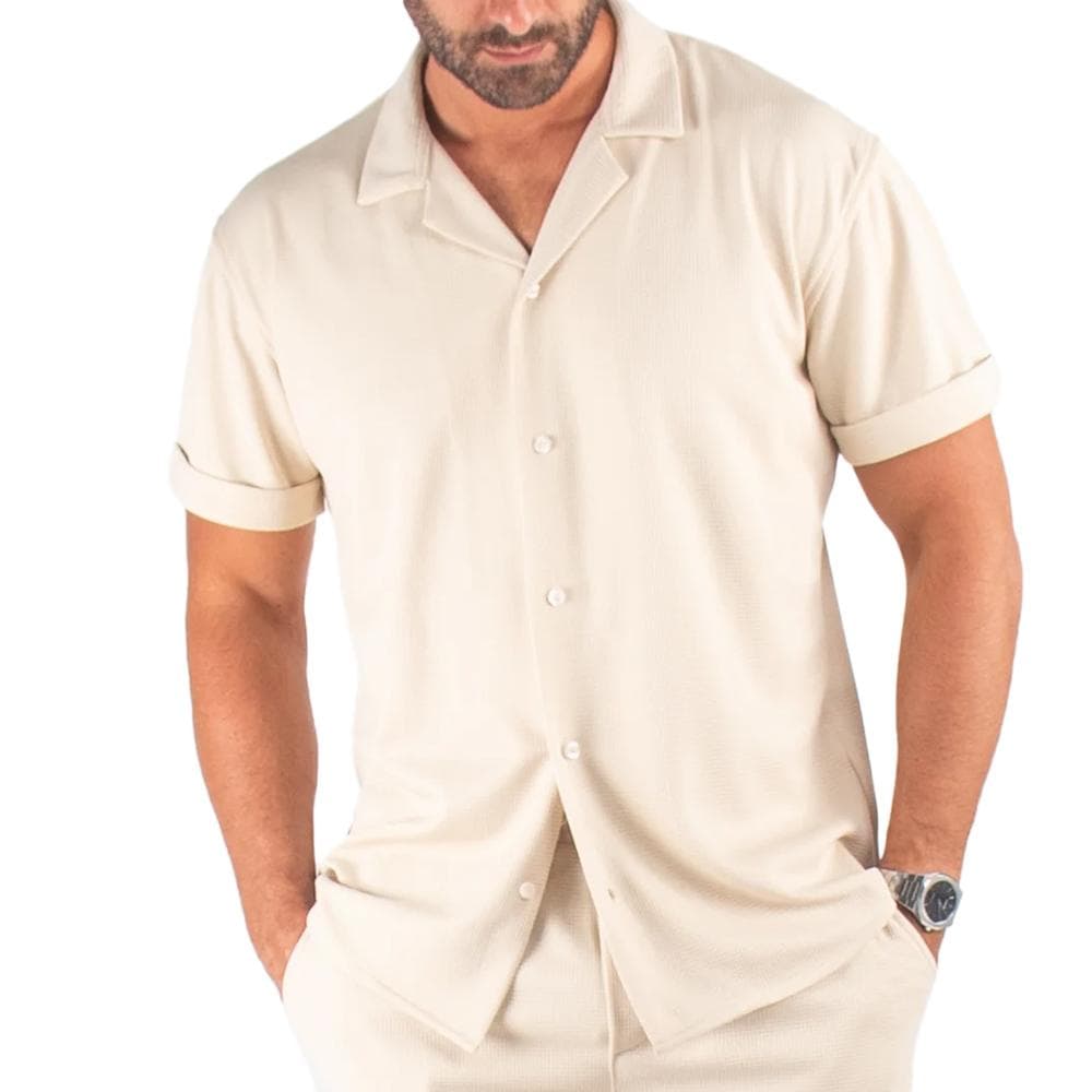 Chemise Manches Courtes Beige Homme Paname Brothers DOV 1