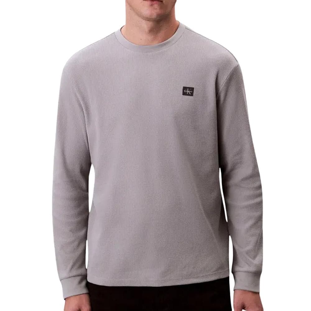 Sweat Gris Homme Calvin Klein Jeans Waffle Badge 1