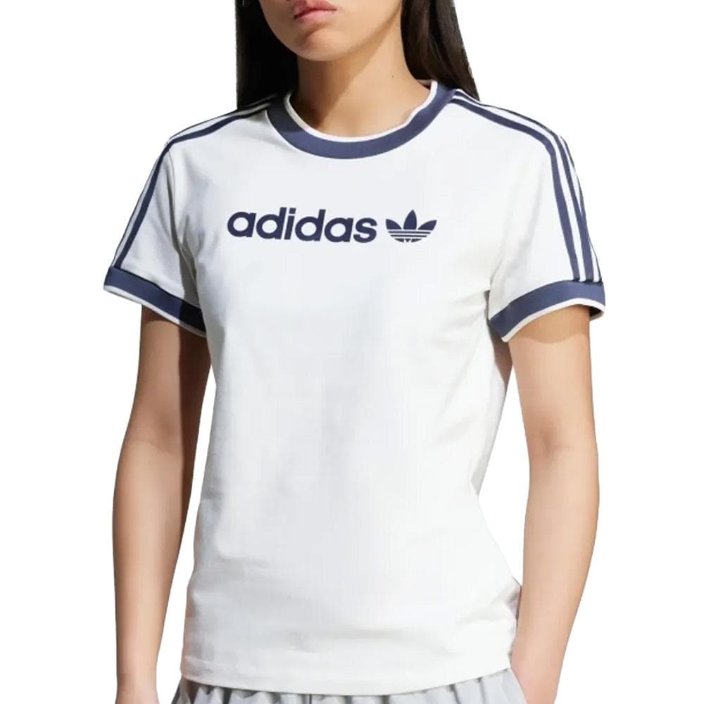 T-Shirt Blanc/Marine Femme Adidas Linear Cali 1
