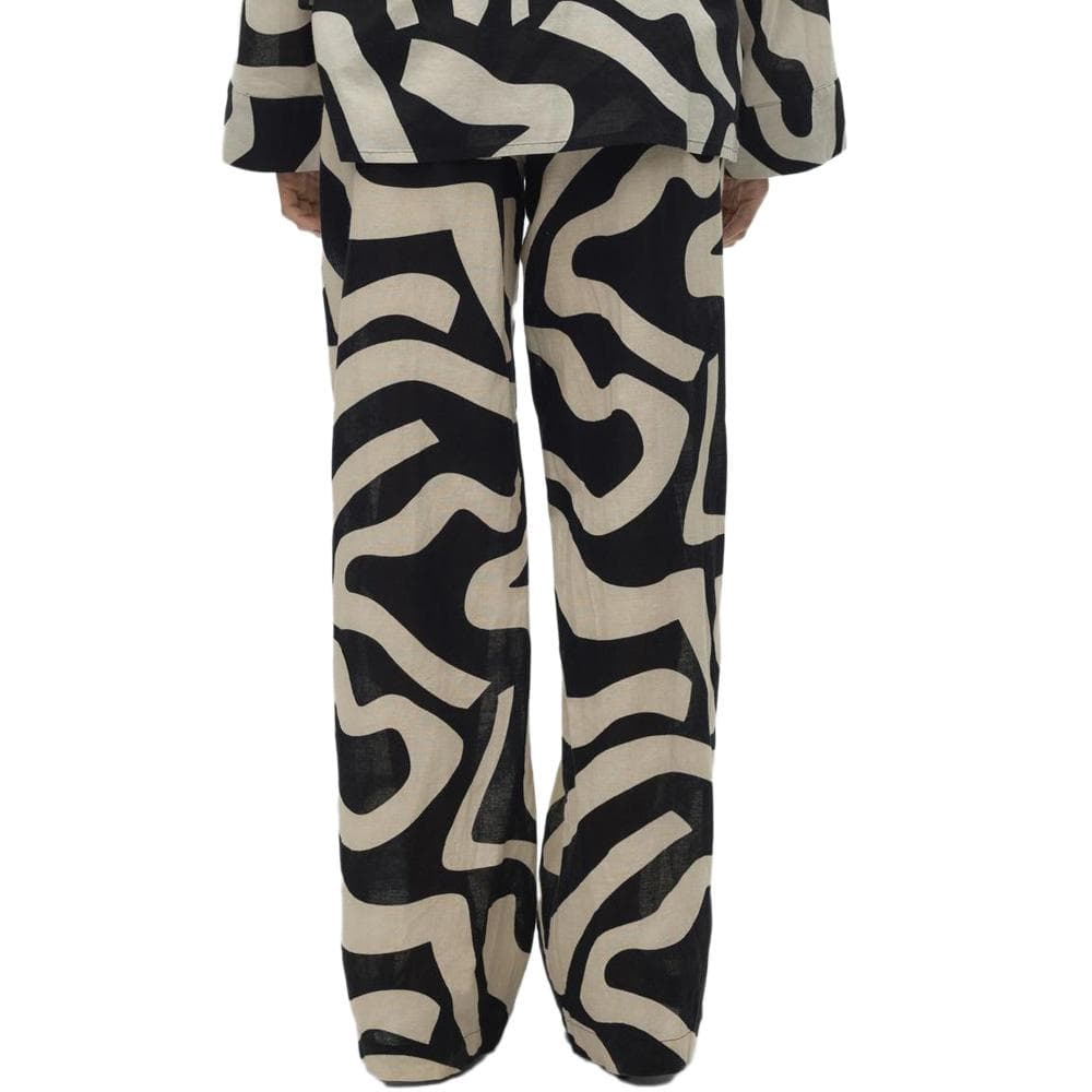 Pantalon fluide Noir/Beige Femme Vero Moda Gnete 2