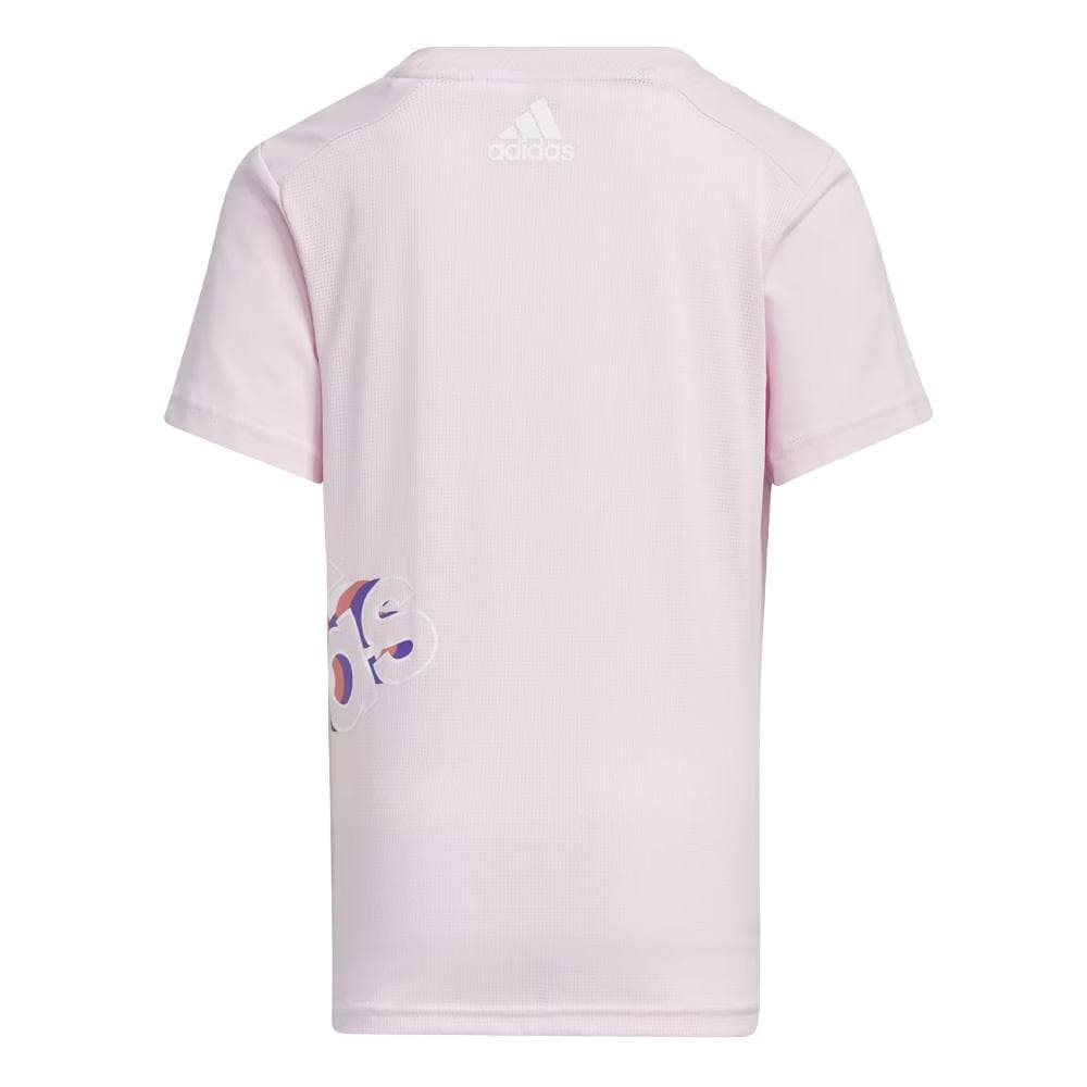 Ensemble Rose/Noir Fille Adidas Logo Tee 3