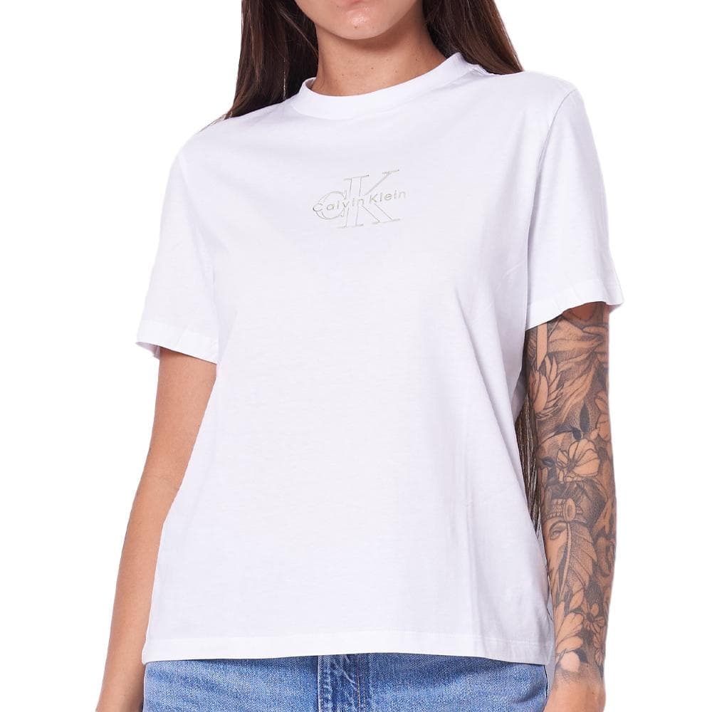 T-Shirt Blanc Femme Calvin Klein Jeans Classic Foil 1