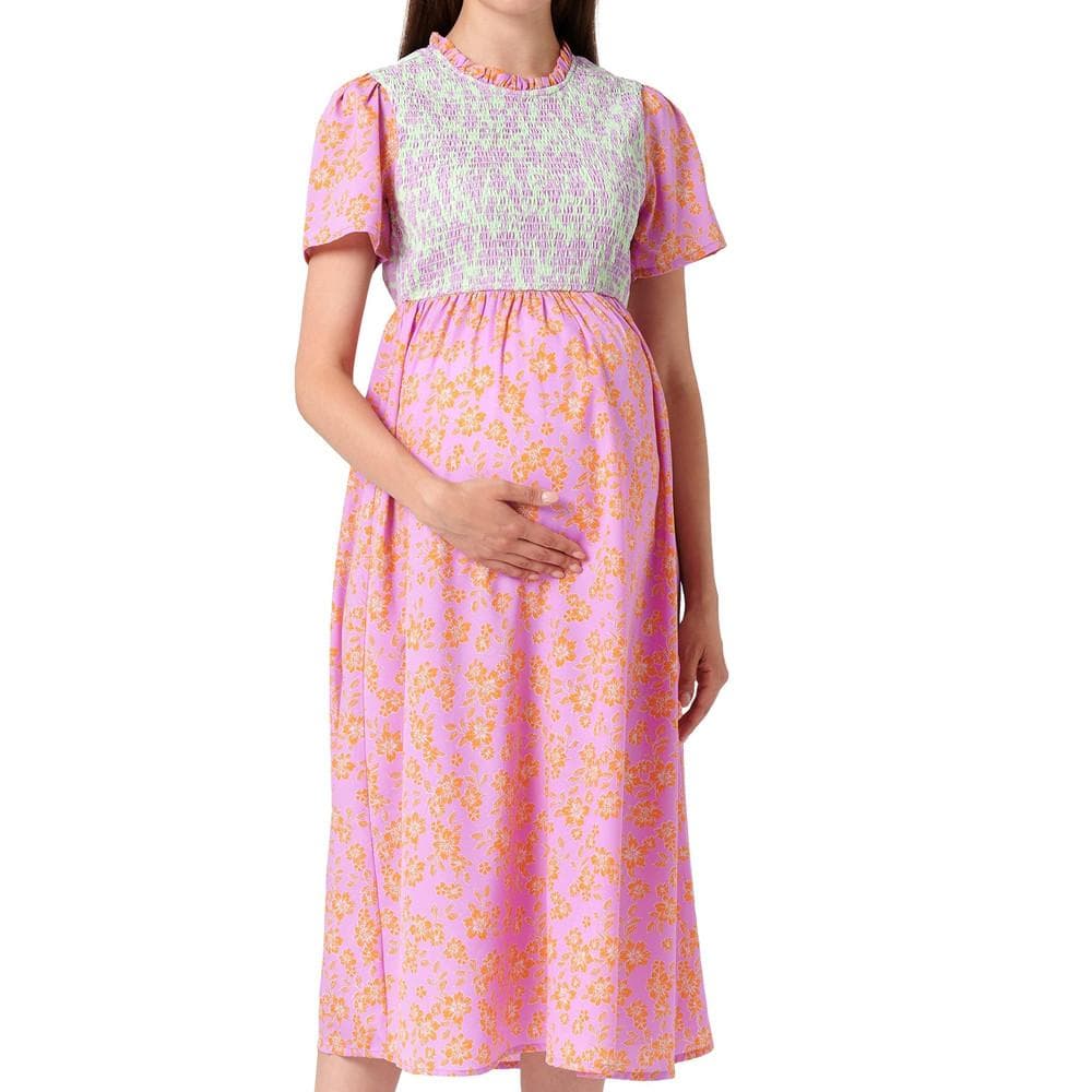 Robe de grossesse Rose/Verte Femme Mamalicious Dante 1