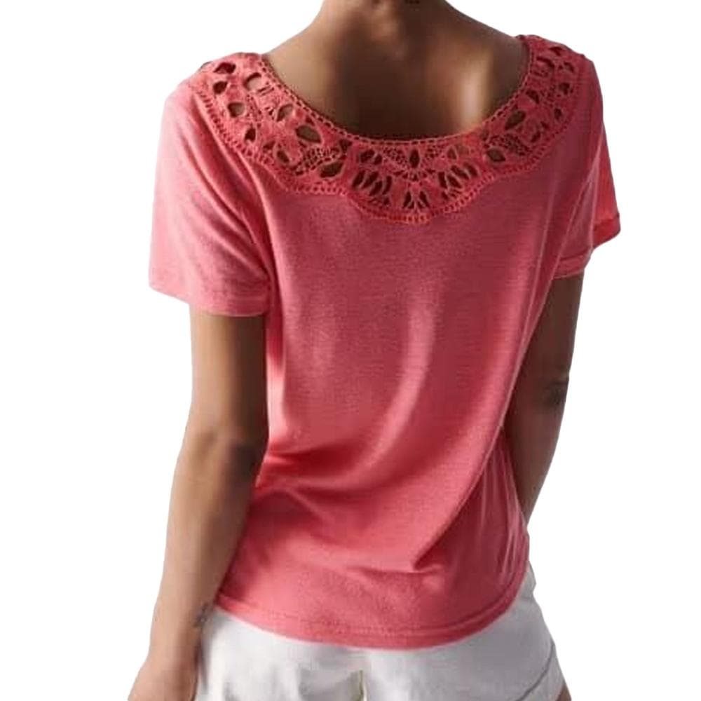 T-shirt Rose Femme Salsa Lace Trimmed 2