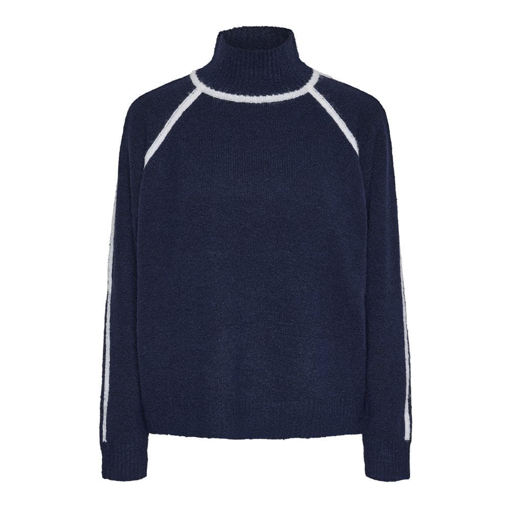 Pull Marine/Blanc Femme Pieces Lola 1