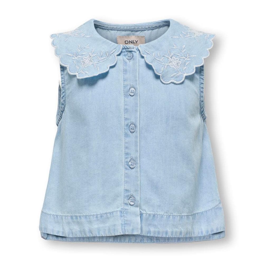 Blouse Bleu Fille Only Embroidery 2