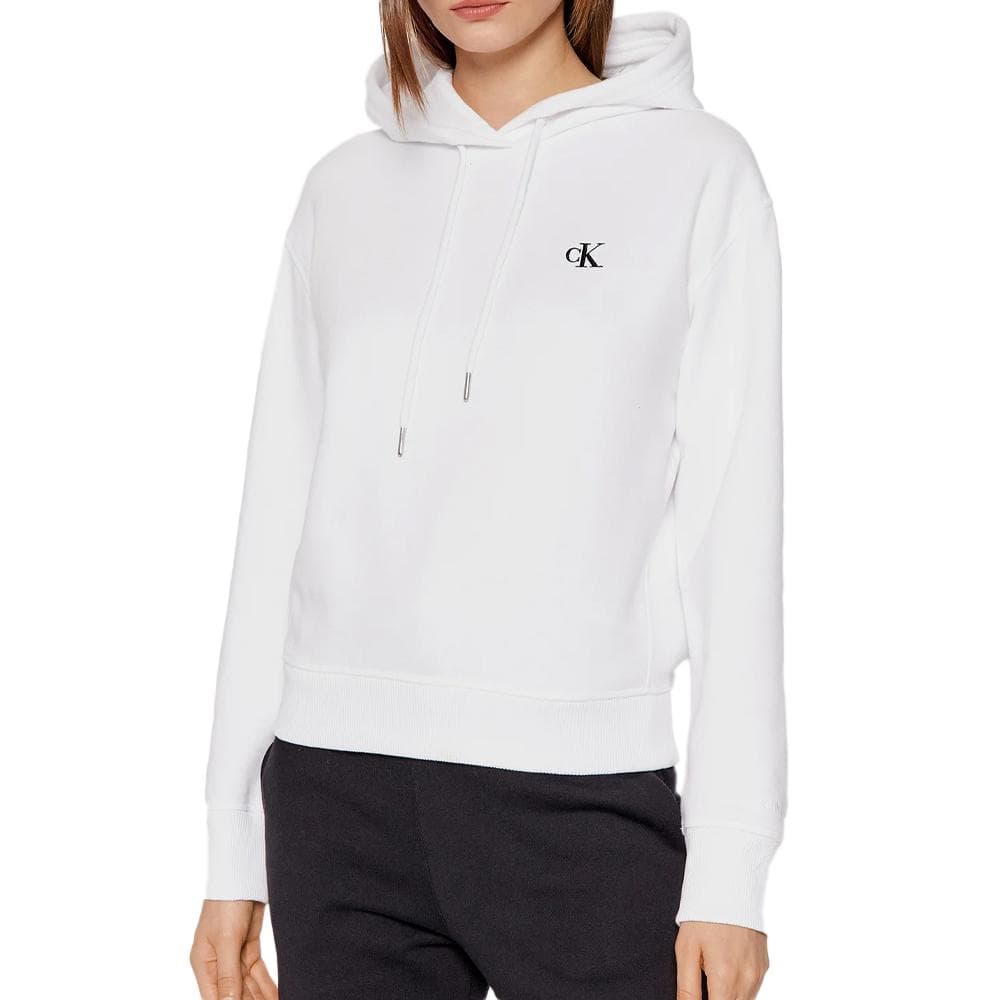 Sweat à Capuche Blanc Femme Calvin Klein Jeans Embroidery 1