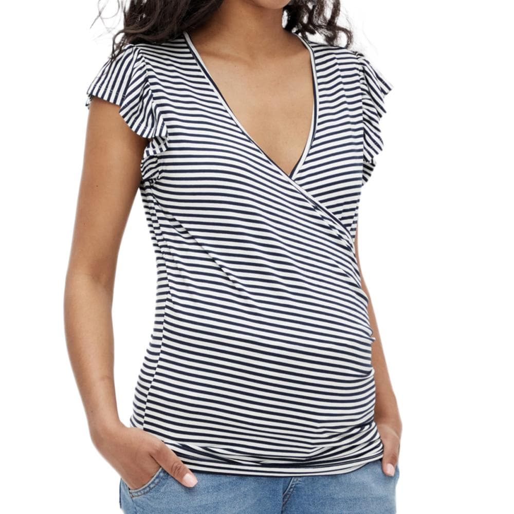 T-Shirt Blanc/Noir Femme Mamalicious Gisele 1