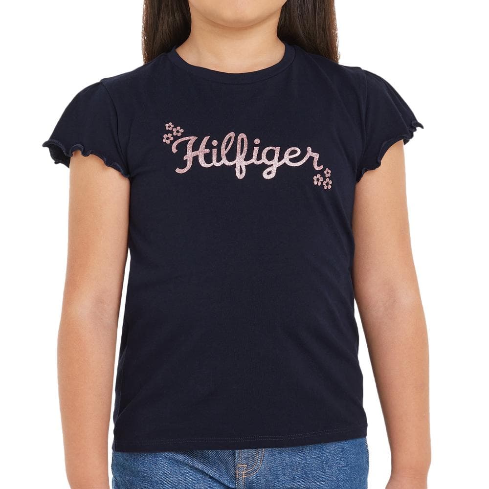 T-shirt Noir Fille Tommy Hilfiger Flower 1
