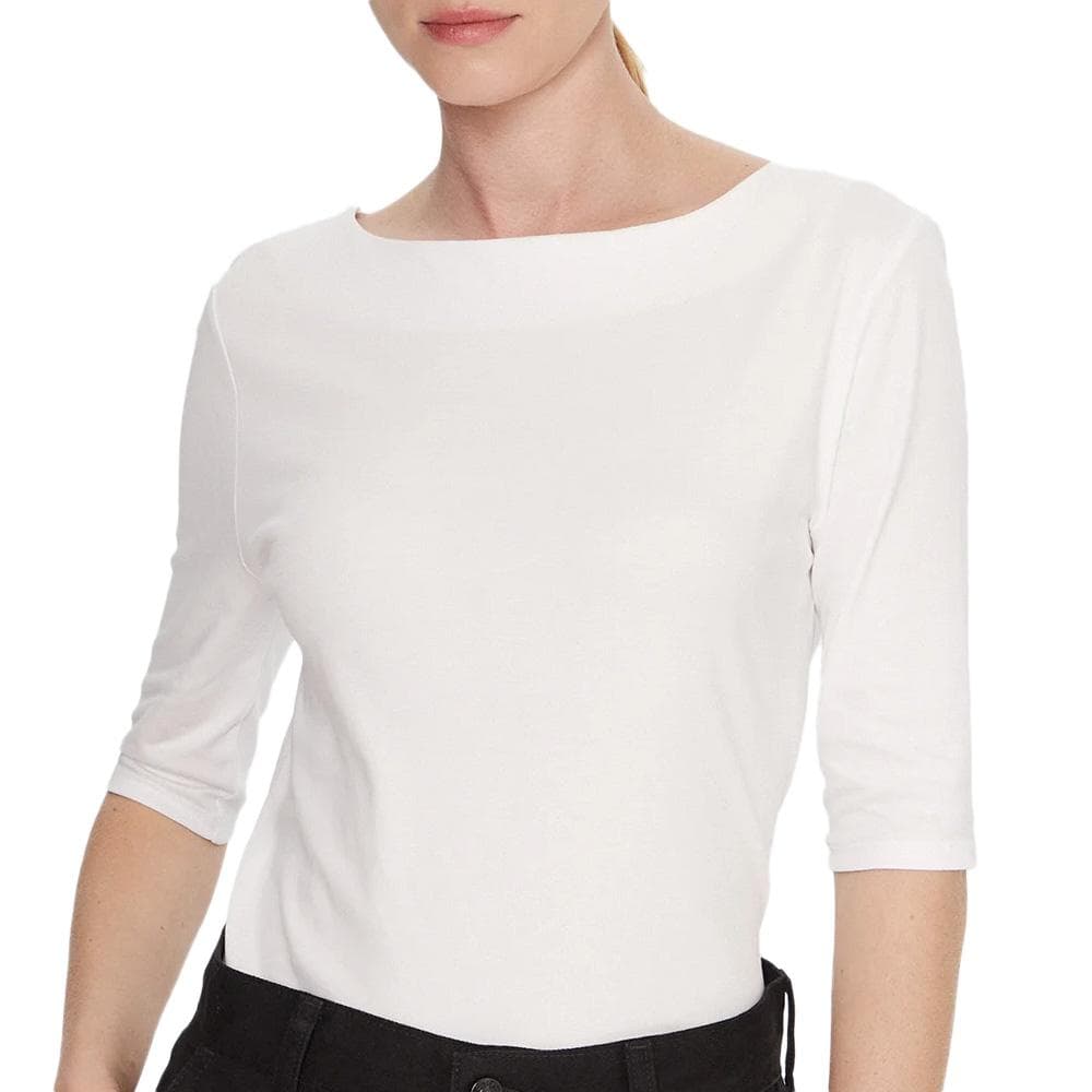 T-Shirt Blanc Femme Calvin Klein Jeans Half Supima Boat 1