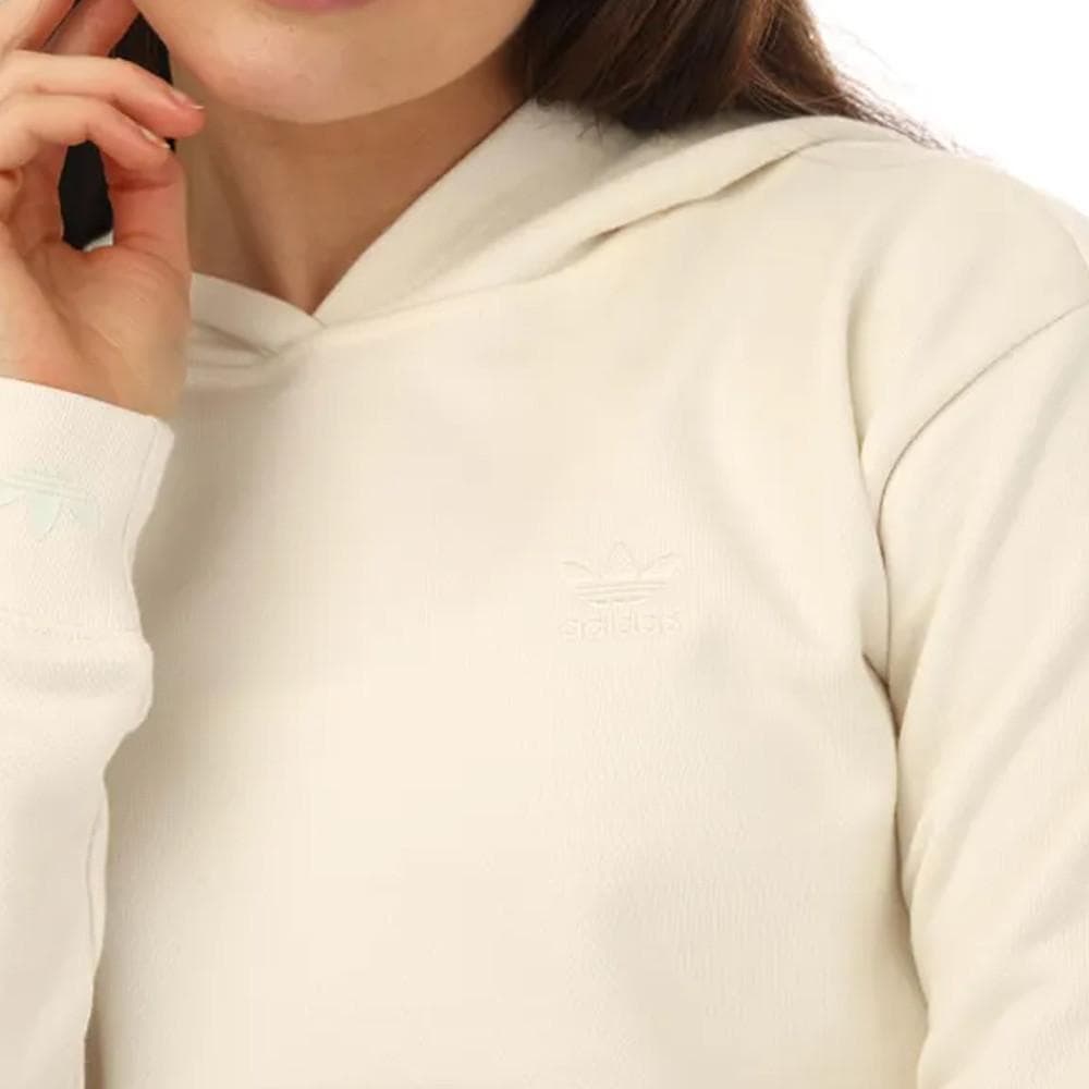Sweat à Capuche Écru Femme Adidas Cropped HE6885 3